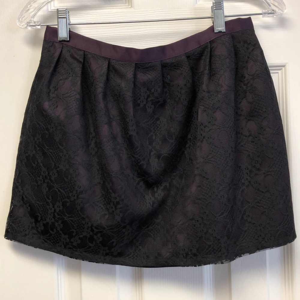 Purple satin with black lace overlay skirt